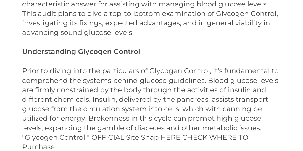 Glycogen Control Australia  Know The Advantage And Disadvantage?? by Glycogen control supplement - Infogram