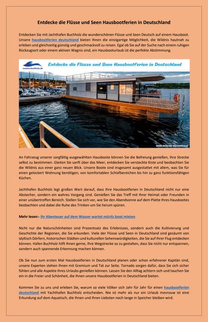 Miete dein Traumboot heute Bootsverleih Müritz | PDF
