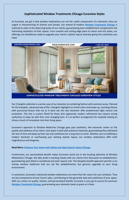 Stylish Window Treatments Chicago Euroview Designs | PDF