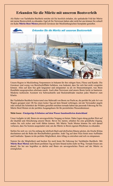 Müritz Bootsverleih Ihre Wahl für Wasserspaß | PDF